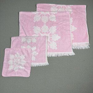 Vtg Cannon Towels Pink Snowflake Bath Hand Wash Cloth Royal Family Mid Century